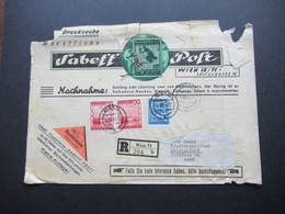 Österreich 1946 Drucksache Sabeff Post Einschreiben Wien 71 Nachnahme Frankiert Mit Landschaften Nr. 738 Und 753 (2) - Covers & Documents