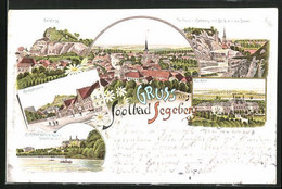 Lithographie Bad Segeberg, Kurhôtel Vom Grossen Stadtsee Gesehen, Kalkberg, Kirchstrasse - Bad Segeberg