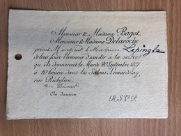 1887 Dansera Soirée Salons Lemardelay Au Diner Mr Et Madame Bagot Delaroche Prient Mr Et Madame Lepinghe - Engagement