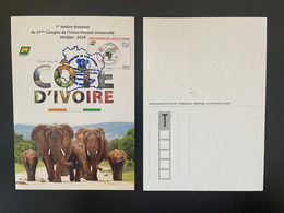 Côte D'Ivoire Ivory Coast 2018 Mi. 1643 Carte Maximum UPU Union Postale Universelle Map Abidjan 2020 Elephant Elefant - Ivory Coast (1960-...)