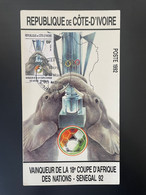 Côte D'Ivoire Ivory Coast 1992 Mi. 1064 Carte Maximum Football Elefant Elephant CAN Fußball Olympic Coupe Afrique Nation - Coupe D'Afrique Des Nations