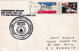 A8129- US NAVY ASPRO STAMP, COMMANDING OFFICER SAN FRANCISCO, OAKLAND 1983 USA AIRMAIL STAMPS, SENT TO DEVA ROMANIA - Storia Postale