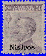 Égée Nisiro 1912. ~  YT 8* - 50 C. Victor Emmanuel III - Egeo (Nisiro)