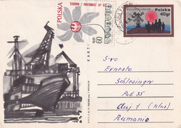 A8167- POLISH SHIPPING BOAT, POLSKA  STAMPED STATIONERY SENT TO CLUJ ROMANIA 1974 - Postwaardestukken