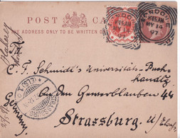 1897 - GB - CARTE ENTIER De LONDON => STRASBOURG (ALSACE ALLEMANDE) - Brieven En Documenten