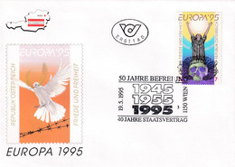 A8191 - EUROPA '95 PEACE AND FREEDOM, ERSTTAG 1995  REPUBLIC OESTERREICH USED STAMP ON COVER AUSTRIA - Briefe U. Dokumente
