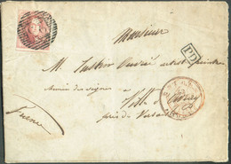 N°5 - Médaillon 40 Centimes Carmin-rose, Très Belles Marges Et Voisin, Obl. P.23 Sur Lettre De BRUGES le 23 Août 1851 Ve - 1849-1850 Medallions (3/5)
