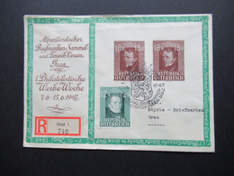 Österreich 1947 Privat GA Alpenländischer Briefmarken Sammel Und Tausch Verein Graz Einschreiben Ortsbrief Graz 1 - Lettres & Documents