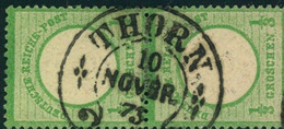 1872, 1/3 Groschen Großer Brustschild Im Senkrechten Paar Mit Fast Zentrischem Hufeisenstempel "THORN" - Michel 17a, Sp. - Used Stamps