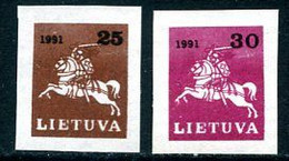 LITHUANIA 1991 Lithuanian Knight Definitive Imperforate MNH / **.  Michel 480-81 - Lituania