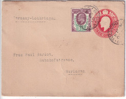 GB - 1912 - EDWARD VII - YVERT 108 Sur ENVELOPPE ENTIER De GLASGOW => HAYANGE (MOSELLE ALLEMANDE) - Covers & Documents