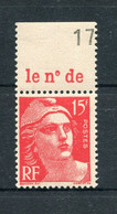 !!!15 F MARIANNE DE GANDON AVEC BANDE PUB N° DE NEUVE ** - Unused Stamps