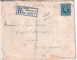 GB - GEORGE V - 1936 - RARE YVERT N° 196 SEUL Sur ENVELOPPE RECOMMANDEE De SOUTH KENSINGTON =>  ORAN ALGERIE ! - Covers & Documents