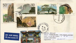 Monts Jiuhua.Montagnes Sacrées Bouddhiques De Chine.,lettre De Chine, Envoyée Andorra,avec Timbre à Date Arrivée - Buddhism