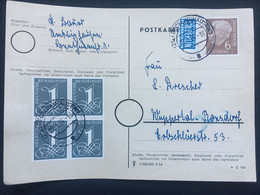 GERMANY 1956 Postkarte Recklinghausen To Wuppertal With Berlin Tax Stamp - Cartas