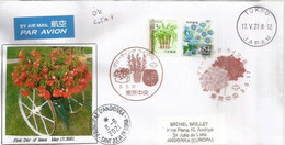 Flowers In Daily Life 2021. Letter Japan World Stamp Championship Exhibition 2021, Sent To Andorra,w/arrival Postmark - Briefe U. Dokumente