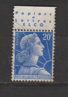 20f Bleu Types Il N°1011Bd - 1955- Marianna Di Muller