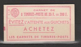 25f Rouge Carnet C1  De 8 Timbres - Antiguos: 1906-1965