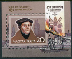 HUNGARY 1983 Luther Quincentenary Block MNH / **.  Michel  Block 165A - Unused Stamps