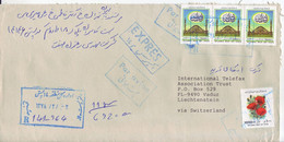 IRAN    Express-R-Luftpostbrief  Registered Express Airmail Cover To Liechtenstein  High Definitives - Iran