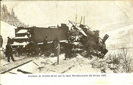 SUISSE ACCIDENT DE CHEMIN DE FER SUR LA LIGNE MORTEAU LOCLE 20 FEVRIER 1907 BEAUCOUP DE NEIGE AUCUN BLESSE - Le Locle