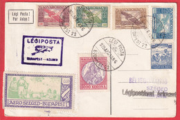 HONGRIE HUNGARY LEGIPOSTA POSTE AERIENNE BUDAPEST 1925 PAR AVION SZEGED 1ER VOL VIGNETTE - Cartas & Documentos