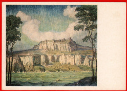08482 Bogaevsky Seashore Landscape Rock Cliff Surf Trees Sky Clouds 1973 USSR Soviet Art Clean Card - Malerei & Gemälde