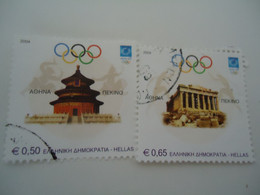 GREECE USED STAMPS SET 2 OLYMPIC GAMES 2004 ATHENS BEIGING - Eté 2004: Athènes - Paralympic