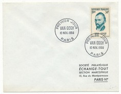 Enveloppe Affr. 30F VAN GOGH - Premier Jour PARIS 10 Nov 1956 - Covers & Documents