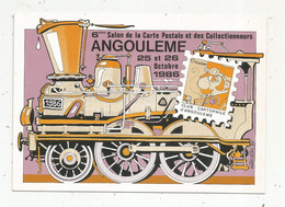 Cp, Bourses & Salons De Collections, 6 E Salon De La Carte Postale ,théme : LES CHEMINS DE FER , 1986,Angoulème - Collector Fairs & Bourses