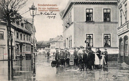 CPA    ALLEMAGNE----SONDERHAUSEN DIE COM HOCHWASSER BETROFFENE UNTERSTADT---1909 - Sondershausen