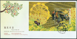 2021 HONG KONG YEAR OF THE OX MS FDC - FDC