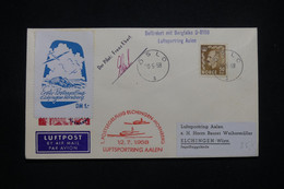 NORVÈGE - Enveloppe Par Vol à Voile ( Planeur ) Avec Signature Du Pilote En 1958 + Vignette - L 99616 - Storia Postale