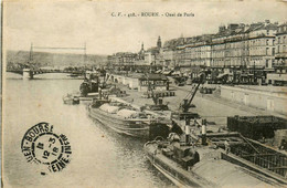 Rouen * Le Quai De Paris * Péniche Batellerie Bateaux * Le Pont Transbordeur - Rouen