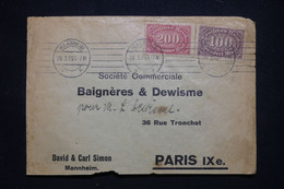ALLEMAGNE - Enveloppe Commerciale De Mannheim  Pour La France En 1923 - L 99649 - Cartas