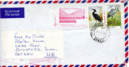 ZAMBIE. N°396 De 1987 Sur Enveloppe Ayant Circulé. Bec En Sabot Du Nil. - Pélicans