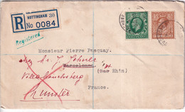 GB - 1934 - GEORGE V Sur ENVELOPPE RECOMMANDEE De NOTTINGHAM => WASSELONNE (BAS-RHIN) => MUNSTER - Storia Postale