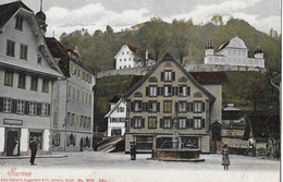 SARNEN → Alter Dorfplatz Mit Dem Landenberg Und Dem Eisenwaren- Und Haushaltsartikel Geschäft, Ca.1900 - Sarnen