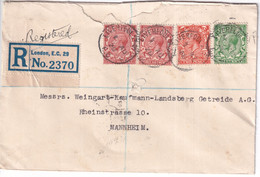 GB - 1928 - GEORGE V Sur ENVELOPPE RECOMMANDEE De LONDON => MANNHEIM (GERMANY) - Brieven En Documenten