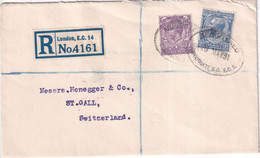 GB - 1931 - GEORGE V Sur ENVELOPPE RECOMMANDEE De LONDON => ST GALL (SUISSE) - Storia Postale