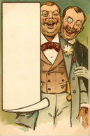 CPA Illustrateur Art Nouveau Jugendstil * 2 Hommes élégants * Cpa Dos 1900 Pionnière Précurseur - Sonstige & Ohne Zuordnung