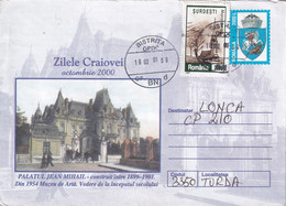 A8282 - CRAIOVA  PALACE JEAN MIHAIL ARCHITECTURE BUILDING, ROMANIA USED COVER STATIONERY, BISTRITA 2001 SENT TO TURDA - Castelli