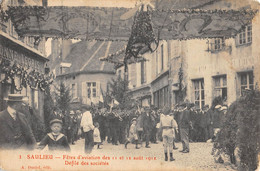 CPA 21 SAULIEU FETES D'AVIATION 1912 DEFILE DES SOCIETES - Saulieu