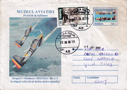 A8338- AIRPLANE HEINKEL HE-112, AVIATION MUSEUM, ALBA IULIA 2000 ROMANIA COVER STATIONERY USED ROMANIAN POSTAGE - Airships