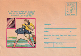 A8363- WORLD CUP OF RUGBY, ROMANIA - FRANCE MATCH 1987, ROMANIA  COVER STATIONERY UNUSED - Rugby