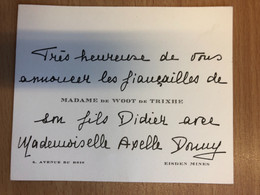 Madame De Woot De Trixhe Vous Annonce Les Fiançailles De Son Fils Didier De Woot De Trixhe & Axelle Donny Eisden Mines - Engagement