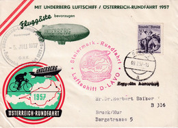 A8379- ZEPELLIN UNDERBERG, OSTERREICH-RUNDFAHRT 1957, REPUBLIC OSTERREICH STAMP ON COVER - Zeppeline