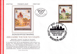 A8392- 800 YEARS OF VIENNA NEUSTADT PHYLATELIC EXPO ERSTTAG, WEIN 1994 REPUBLIC OSTERREICH AUSTRIA USED STAMP ON COVER - Covers & Documents