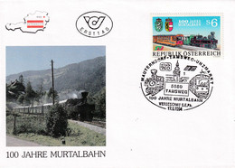 A8400- ERSTTAG,100TH ANNIVERSARY FOUNDATION OF THE MURTAL RAILWAY 1994 REPUBLIC OSTERREICH AUSTRIA USED STAMP ON COVER - Lettres & Documents