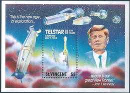 C2172 St Vincent Space Satellite Telecom Personality Kennedy S/S MNH - Amérique Du Nord